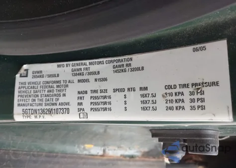 2006 Hummer H3 Suv из США, поврежденный, VIN 5GTDN136268107370